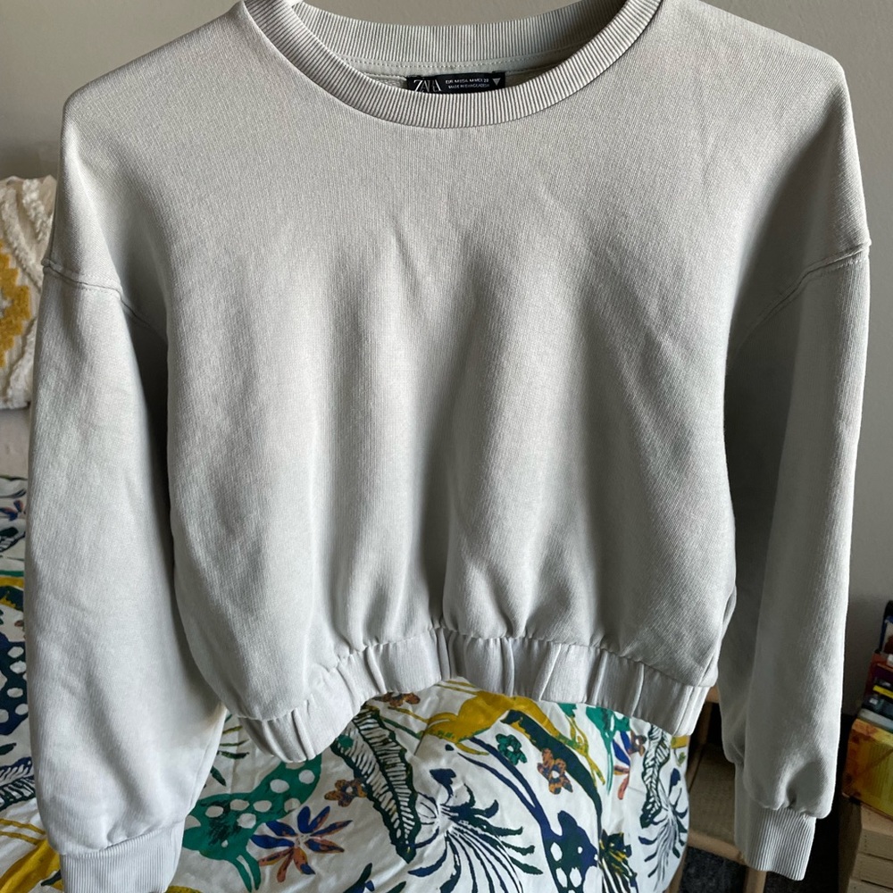 ZARA cropped hoodie gray